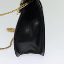 CARTIER Chain Shoulder Bag Leather Navy Gold Auth 129241-4