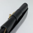 CARTIER Chain Shoulder Bag Leather Navy Gold Auth 129241-6