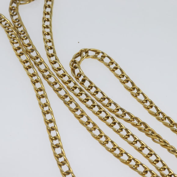 CARTIER Chain Shoulder Bag Leather Navy Gold Auth 129241