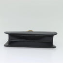 CARTIER Chain Shoulder Bag Leather Navy Gold Auth 129241-5