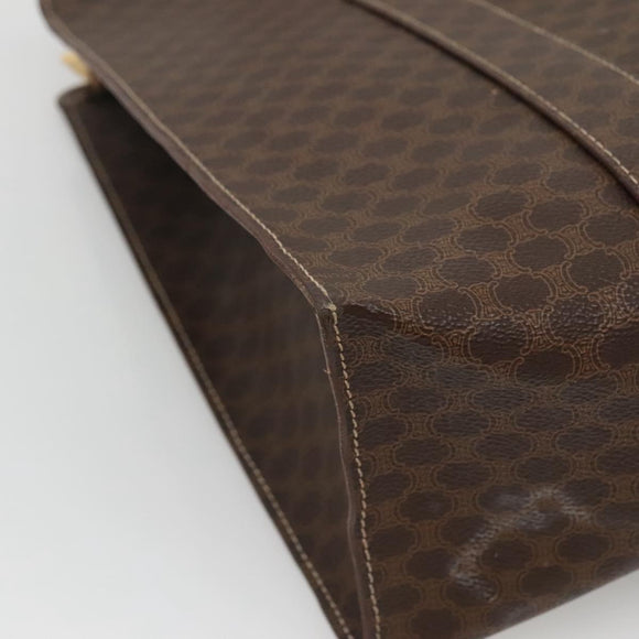 CELINE Macadam Canvas Shoulder Bag PVC Leather Brown Gold Auth 129247