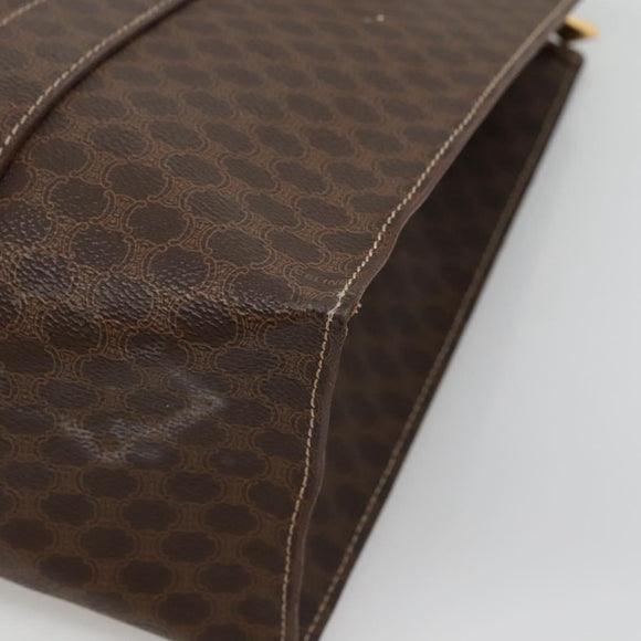 CELINE Macadam Canvas Shoulder Bag PVC Leather Brown Gold Auth 129247