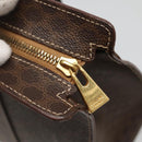 CELINE Macadam Canvas Shoulder Bag PVC Leather Brown Gold Auth 129247-10