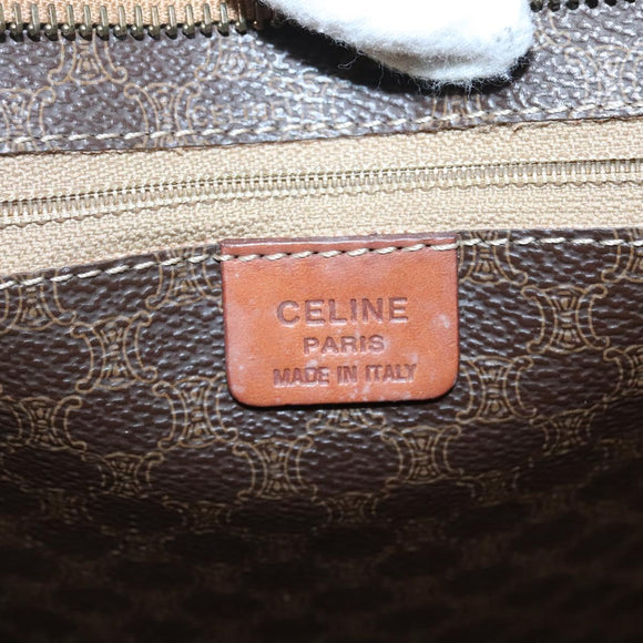 CELINE Macadam Canvas Shoulder Bag PVC Leather Brown Gold Auth 129247