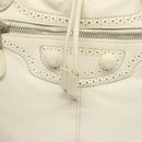 BALENCIAGA The Giant Pom Pom Bag Leather 2way White Silver 204540 Auth 129254-10