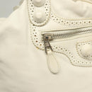 BALENCIAGA The Giant Pom Pom Bag Leather 2way White Silver 204540 Auth 129254-17