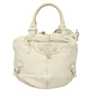 BALENCIAGA The Giant Pom Pom Bag Leather 2way White Silver 204540 Auth 129254-13