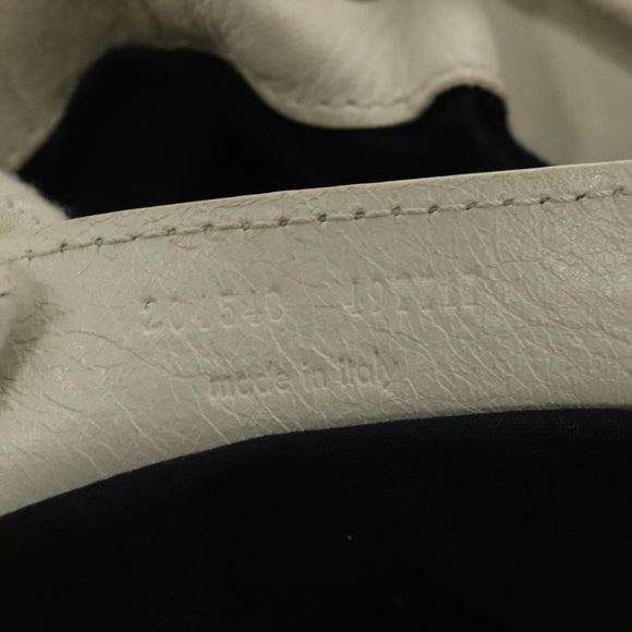 BALENCIAGA The Giant Pom Pom Bag Leather 2way White Silver 204540 Auth 129254