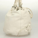 BALENCIAGA The Giant Pom Pom Bag Leather 2way White Silver 204540 Auth 129254-4
