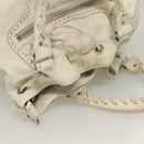 BALENCIAGA The Giant Pom Pom Bag Leather 2way White Silver 204540 Auth 129254-6