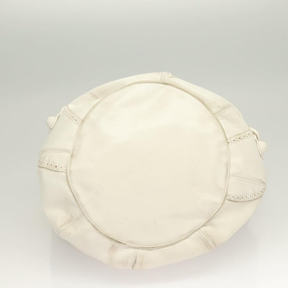 BALENCIAGA The Giant Pom Pom Bag Leather 2way White Silver 204540 Auth 129254