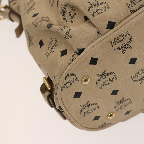 MCM Vicetos Logogram Shoulder Bag PVC Leather Beige Gold Auth 129291