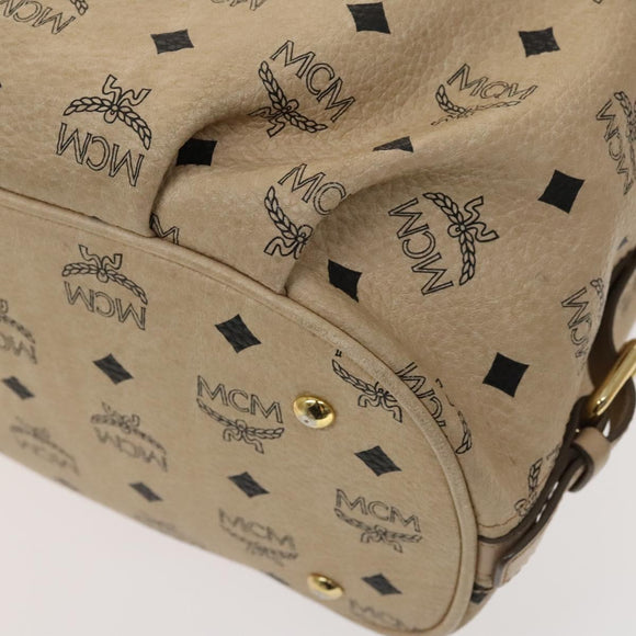 MCM Vicetos Logogram Shoulder Bag PVC Leather Beige Gold Auth 129291