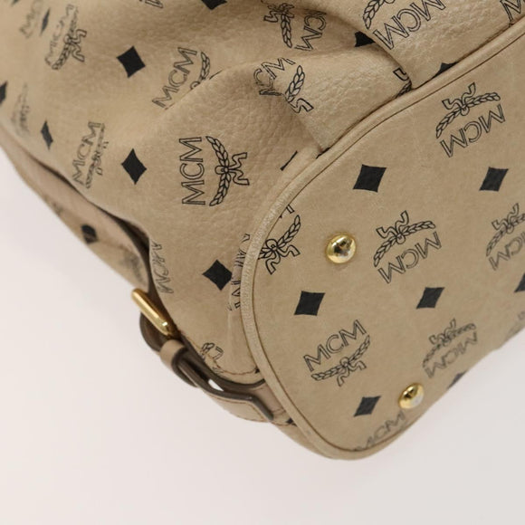 MCM Vicetos Logogram Shoulder Bag PVC Leather Beige Gold Auth 129291