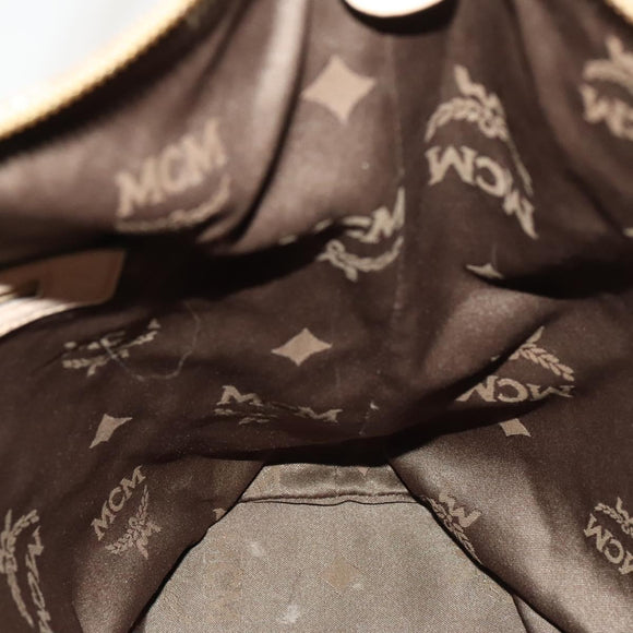 MCM Vicetos Logogram Shoulder Bag PVC Leather Beige Gold Auth 129291