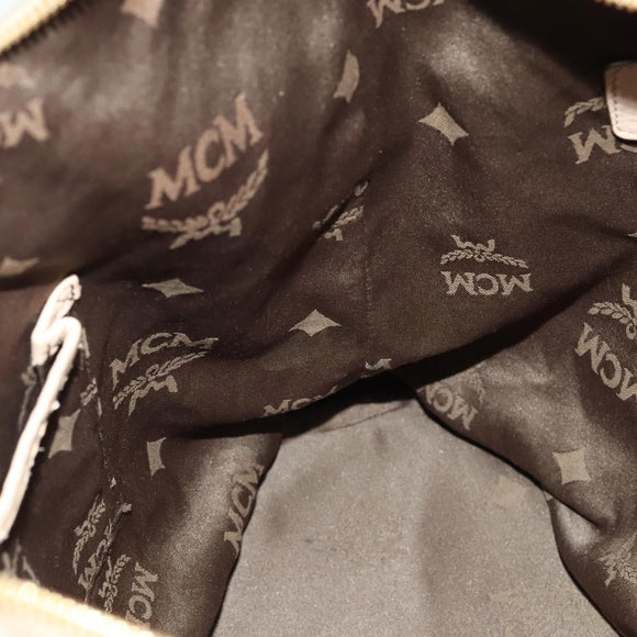 MCM Vicetos Logogram Shoulder Bag PVC Leather Beige Gold Auth 129291