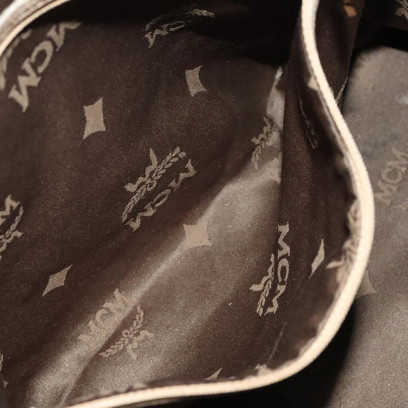 MCM Vicetos Logogram Shoulder Bag PVC Leather Beige Gold Auth 129291