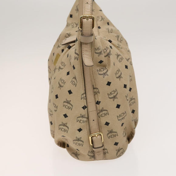 MCM Vicetos Logogram Shoulder Bag PVC Leather Beige Gold Auth 129291