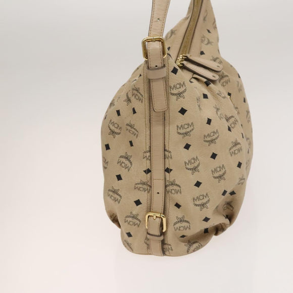 MCM Vicetos Logogram Shoulder Bag PVC Leather Beige Gold Auth 129291