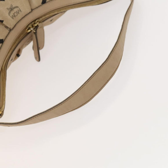 MCM Vicetos Logogram Shoulder Bag PVC Leather Beige Gold Auth 129291