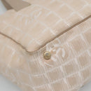 CHANEL New Travel Line Tote Bag Nylon Beige Gold CC Auth 129292-14