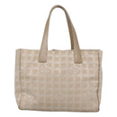 CHANEL New Travel Line Tote Bag Nylon Beige Gold CC Auth 129292-13