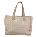 CHANEL New Travel Line Tote Bag Nylon Beige Gold CC Auth 129292-2