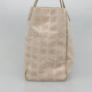 CHANEL New Travel Line Tote Bag Nylon Beige Gold CC Auth 129292-4