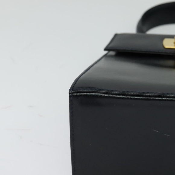 Salvatore Ferragamo Gancini Hand Bag Leather 2way Navy Gold Auth 129297