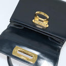 Salvatore Ferragamo Gancini Hand Bag Leather 2way Navy Gold Auth 129297-10