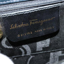 Salvatore Ferragamo Gancini Hand Bag Leather 2way Navy Gold Auth 129297-12