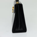 Salvatore Ferragamo Gancini Hand Bag Leather 2way Navy Gold Auth 129297-4