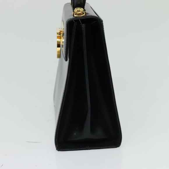 Salvatore Ferragamo Gancini Hand Bag Leather 2way Navy Gold Auth 129297