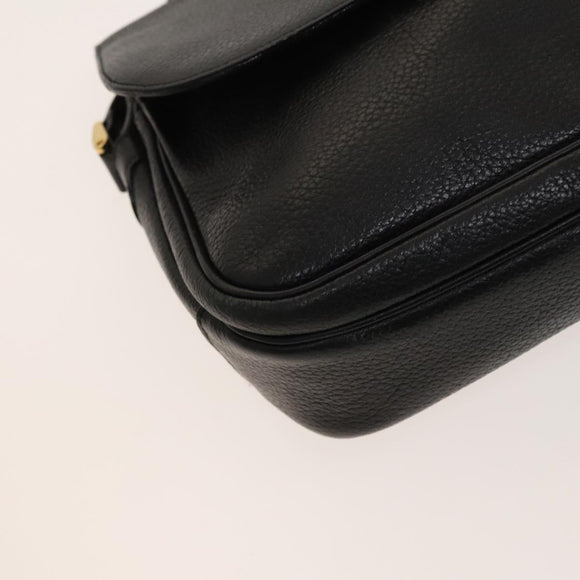 Burberrys Shoulder Bag Leather Black Gold Auth 129329