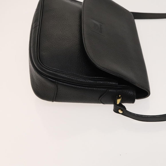 Burberrys Shoulder Bag Leather Black Gold Auth 129329