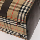 Burberrys Nova Check Boston Bag Canvas Beige Gold Auth 129336-10