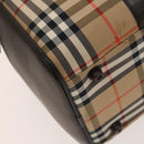 Burberrys Nova Check Boston Bag Canvas Beige Gold Auth 129336-13