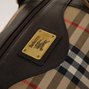 Burberrys Nova Check Boston Bag Canvas Beige Gold Auth 129336-14
