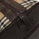 Burberrys Nova Check Boston Bag Canvas Beige Gold Auth 129336-15