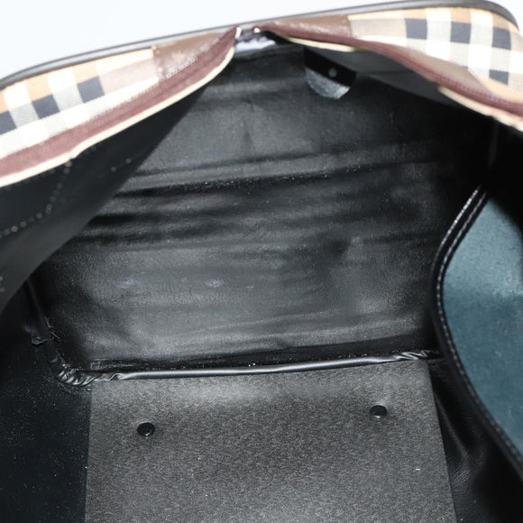 Burberrys Nova Check Boston Bag Canvas Beige Gold Auth 129336