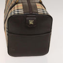 Burberrys Nova Check Boston Bag Canvas Beige Gold Auth 129336-4