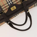 Burberrys Nova Check Boston Bag Canvas Beige Gold Auth 129336-7