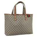 GUCCI GG Supreme Tragetasche PVC Beige Gold 211134 Auth 129338-1