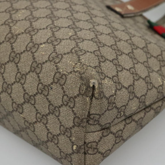 GUCCI GG Supreme Tote Bag PVC Beige Gold 211134 Auth 129338