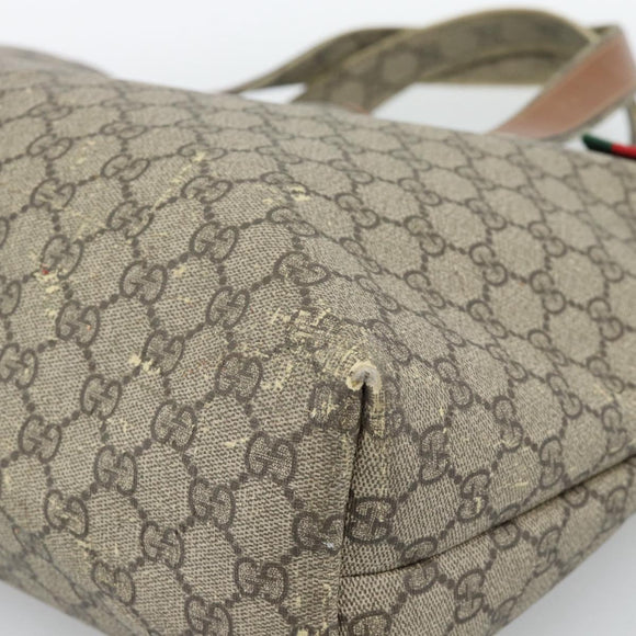 GUCCI GG Supreme Tragetasche PVC Beige Gold 211134 Auth 129338