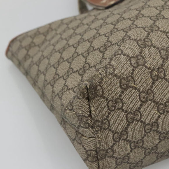 GUCCI GG Supreme Tote Bag PVC Beige Gold 211134 Auth 129338