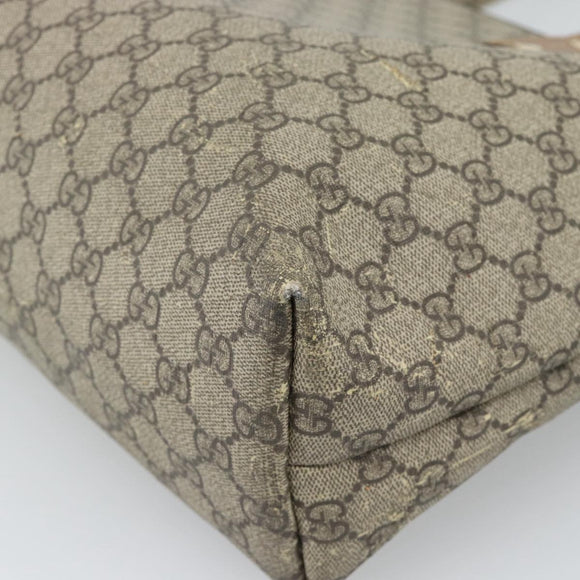 GUCCI GG Supreme Tragetasche PVC Beige Gold 211134 Auth 129338