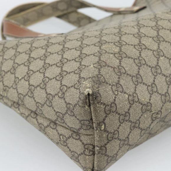 GUCCI GG Supreme Tragetasche PVC Beige Gold 211134 Auth 129338