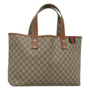 GUCCI GG Supreme Tote Bag PVC Beige Gold 211134 Auth 129338-1