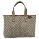 GUCCI GG Supreme Tragetasche PVC Beige Gold 211134 Auth 129338-13
